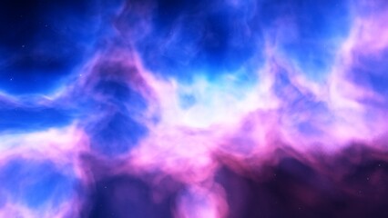 Cosmic background with a blue purple nebula and stars
