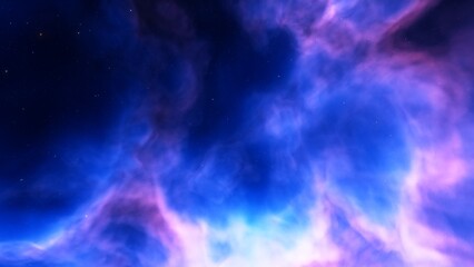 Cosmic background with a blue purple nebula and stars
