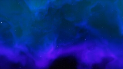 Cosmic background with a blue purple nebula and stars
