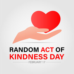 Random Act of Kindness Day celebrated every year of 17th February. Vector banner, flyer, poster and social medial template design.