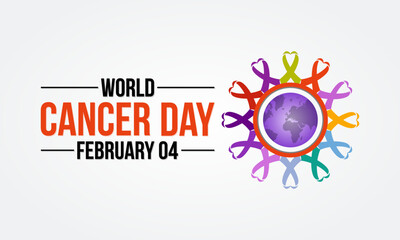 World Cancer Day observed every year on 4th february. Vector health banner, flyer, poster and social medial template design.