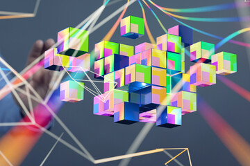 Big data and artificial intelligence concept. Machine learning and cyber mind domination