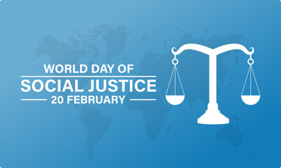 World Day of Social Justice celebrated every year of 20th February, Vector banner, flyer, poster and social medial template design.