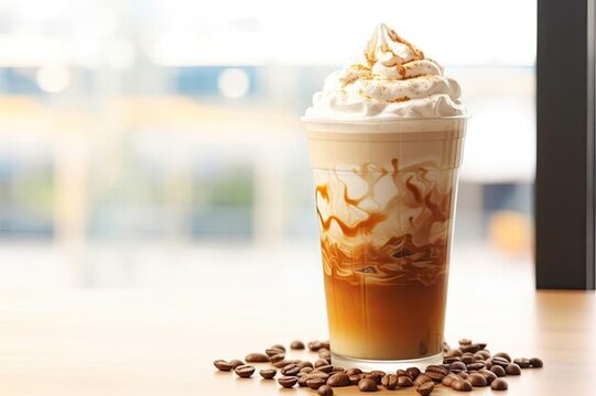 AI-Crafted Delight: Whipped Cream Caffè Latte for a Luxurious Sip