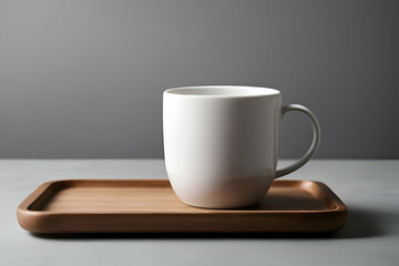cup of coffee on wooden rack 