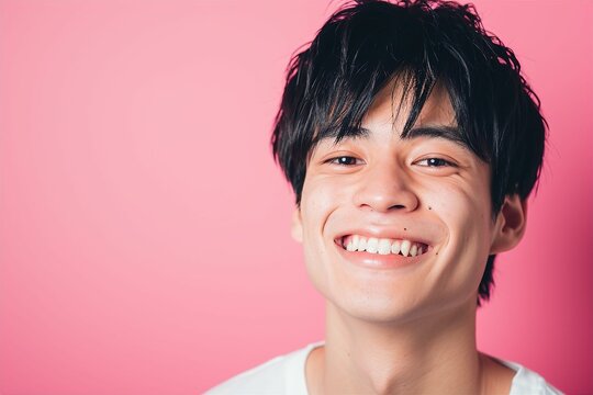 幸せそうな笑顔の日本人男性のポートレート（モデル・日本人・アジア人）