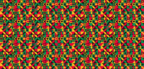 African American Black history month Neo geometric seamless pattern background. Celebrated February in united state and Canada. Juneteenth Independence Day. Kwanzaa. use to banner, poster, book cover.