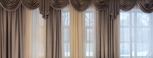 Large curtains in the hall as an abstract background