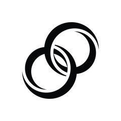 Two rings interlocking with each other