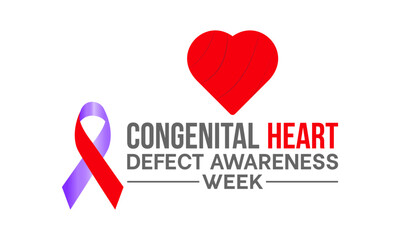 Congenital Heart Defect Awareness Week observed every year in month of february. Vector health banner, flyer, poster and social medial template design.