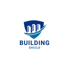 Shield Building, Landmark, Real Estate, security, Minimalist Modern Logo Design