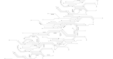 Black circuit diagram on white background. High-tech circuit board connection system.Vector abstract technology on a white background.