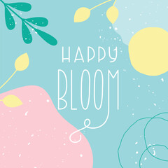 Spring Colors Abstract Background. Summer Design Template. Square Composition Frame with Cute Vector Hand Lettering for Social Media.