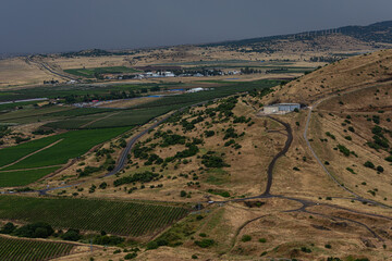 Naklejka premium green fields in the valley