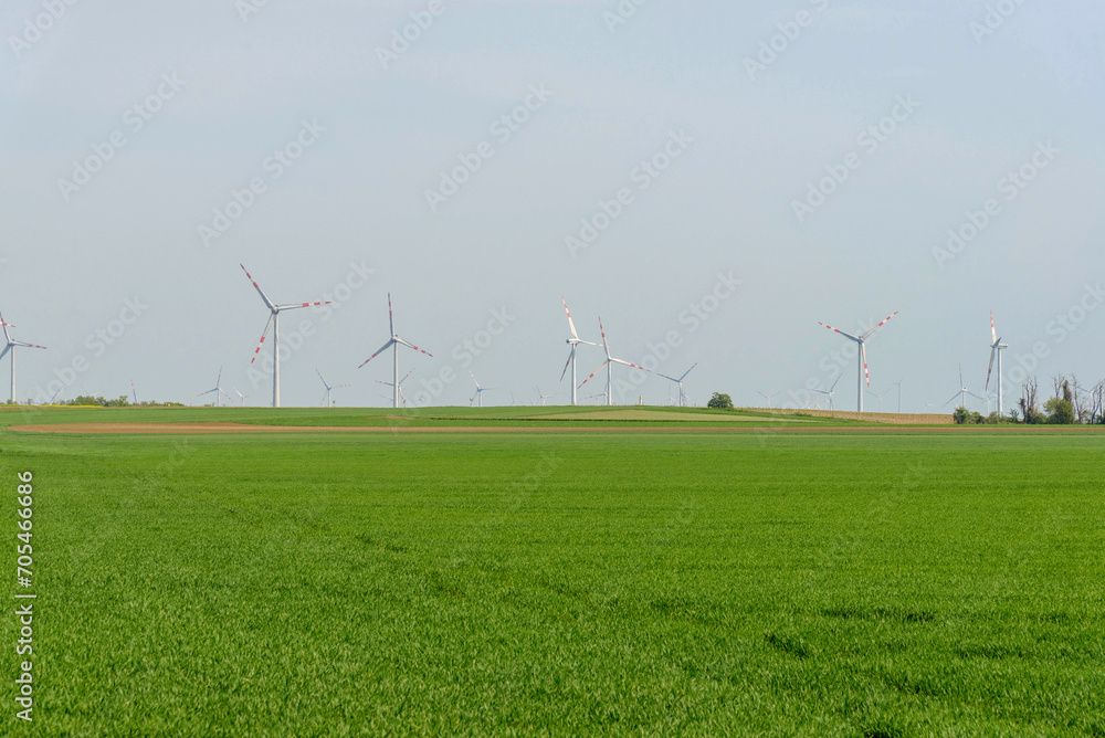 Wall mural wind turbines for electric power production in the field