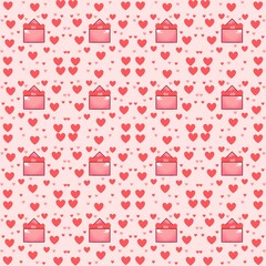 hearts and Valentine Day card seamless pattern