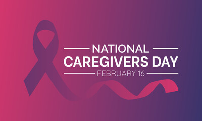 National Caregivers Day observed every year of 16th february, Vector health banner, flyer, poster and social medial template design. - obrazy, fototapety, plakaty