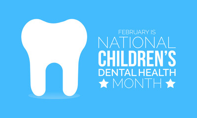 National Children’s Dental Health Month observed every year in month of february. Vector health banner, flyer, poster and social medial template design.
