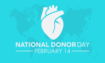 National Donor Day observed every year on february 14. Vector health banner, flyer, poster and social medial template design.