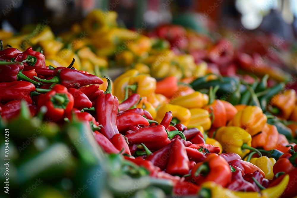 Wall mural peppers at the market