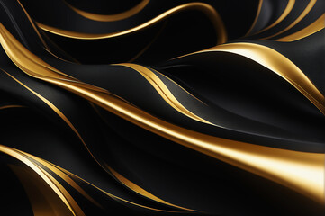 abstract curve black and gold background -Generative AI
