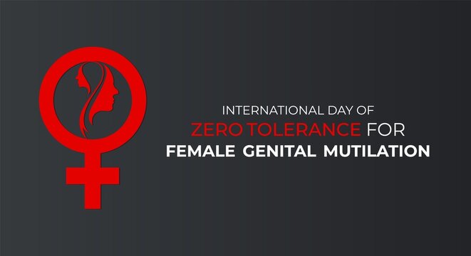 International Day of Zero Tolerance for Female Genital Mutilation, 6 February. Female genital mutilation (FGM). Stop female genital mutilation. Holiday Concept. Banner, poster and card. JPEG format.