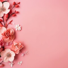 Naklejka na ściany i meble pink blossom on wooden background