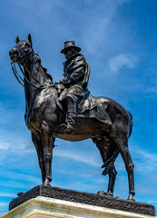 Vertical photo of the statue and monument to the 18th U.S. President Ulysses S. Grant, located in the vicinity of the Capitol in Washington DC (USA).