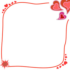 Obraz premium Red frame with hearts on a white background