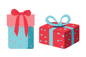 Hand Drawn Rectangular Gift Box with Bow and Ribbon Illustration