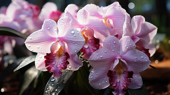 Fresh purple and white orchids