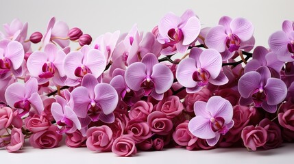 Fototapeta premium Purple phalaenopsis orchid flower on white background.