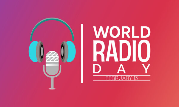 World Radio Day celebrated every year on 13th February. Vector banner, flyer, poster and social medial template design.