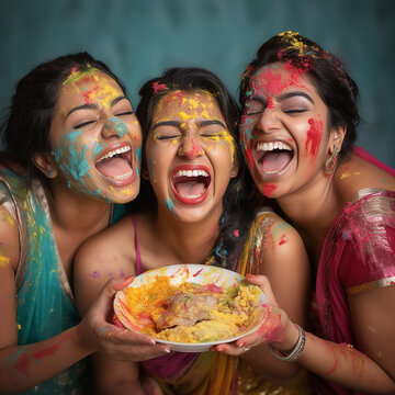 A Group of Friends Celebrating Holi