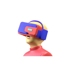a dummy man wearing a VR goggles