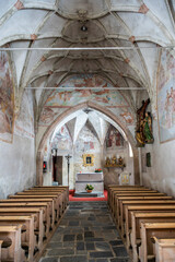 Church of Santo Spirito immersed in the snow of Val Aurina