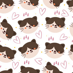 seamless pattern cartoon cats. cute animal wallpaper illustration for gift wrap paper