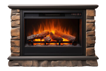 Electric Fireplace Heater Comfort on Transparent Background, PNG, Generative Ai