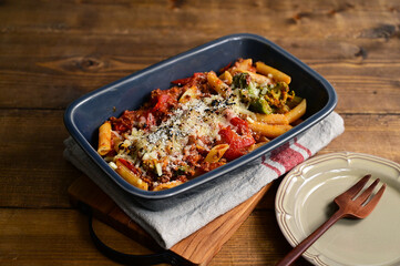 ミートソースのペンネ