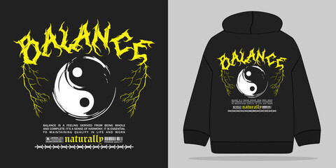 balance typography urban style for Streetwear hoodie Design, Vector Illustration, etc