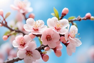 beautiful floral spring abstract background, tree blossom, peach, horizontal photo	