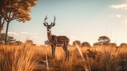 Deer in the savanna, AI generated Image