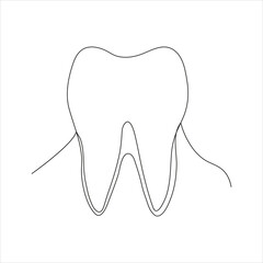 Obraz premium Continuous beautiful one line teeth drawing art design