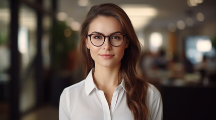 Fototapeta premium Portrait of a young businesswoman standing in the office, 
