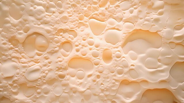 A magnified of a beer foam, revealing the delicate network of bubbles that form due to the interaction of proteins and gases during the brewing process.
