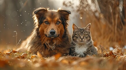 Two Dogs One Cat Front Soft, Desktop Wallpaper Backgrounds, Background HD For Designer