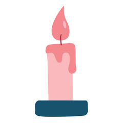 Hand Drawn Burning Candle on a Plate Illustration