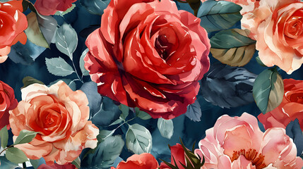 Watercolor Roses Pattern