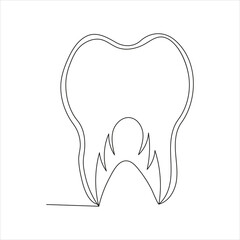 Continuous beautiful one line teeth drawing art design