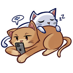 Two cats are enjoying their own moment